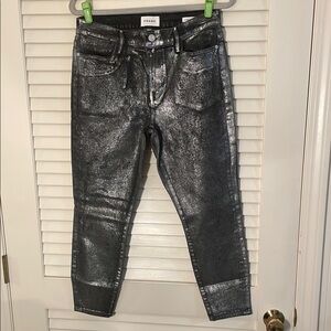 Frame Le High Skinny Crop Denim Silver Ankle Jeans
